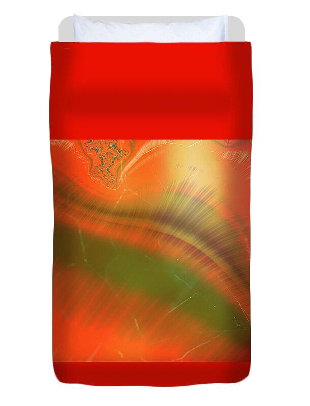 Abstract Oranges and Greens - Duvet Cover