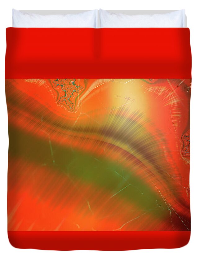Abstract Oranges and Greens - Duvet Cover