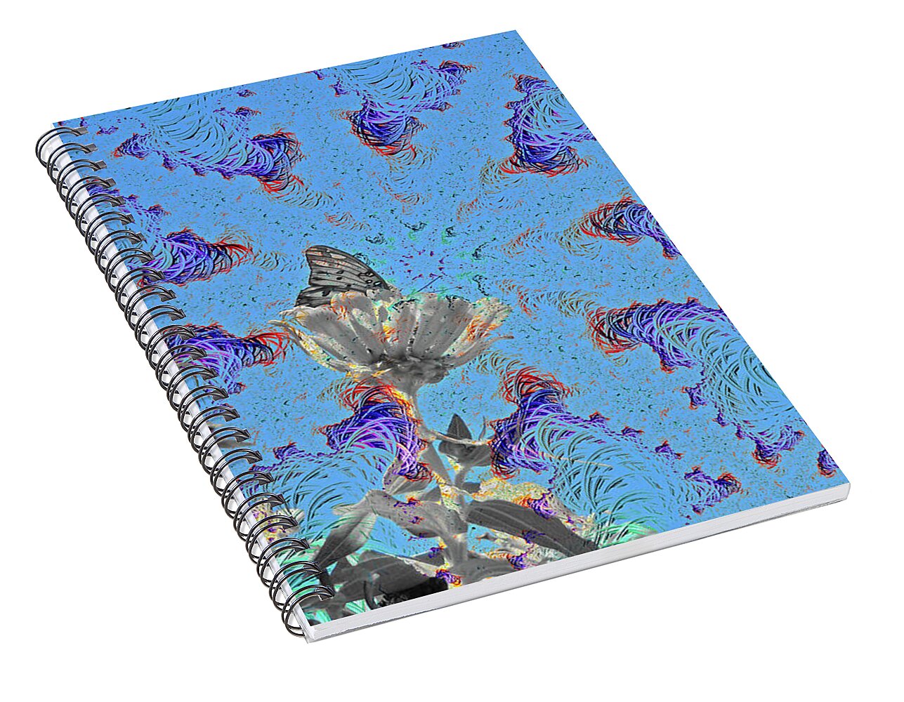 All attention on the Butterfly and Flower Art  - Spiral Notebook