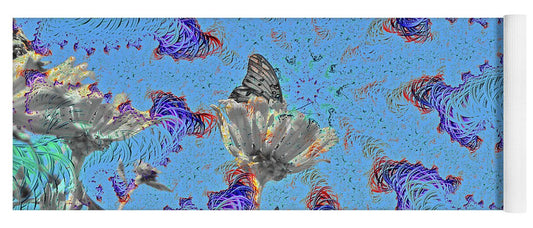 All attention on the Butterfly and Flower Art  - Yoga Mat