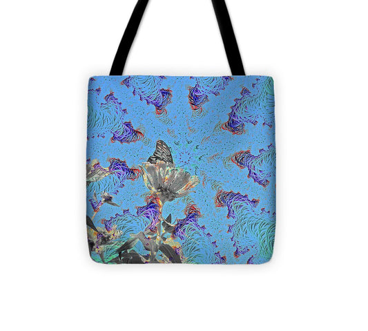 All attention on the Butterfly and Flower Art  - Tote Bag