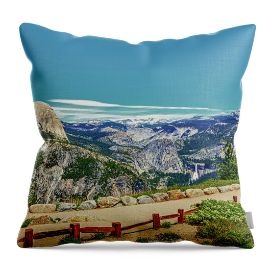 Amazing Glacier Point Landscape of Half Dome and Waterfall - Throw Pillow