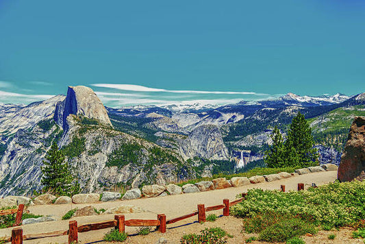 Amazing Glacier Point Landscape of Half Dome and Waterfall - Art Print