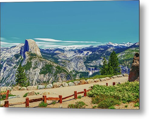 Amazing Glacier Point Landscape of Half Dome and Waterfall - Metal Print