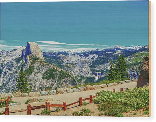 Amazing Glacier Point Landscape of Half Dome and Waterfall - Wood Print