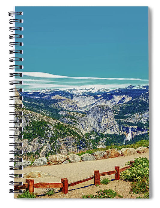 Amazing Glacier Point Landscape of Half Dome and Waterfall - Spiral Notebook