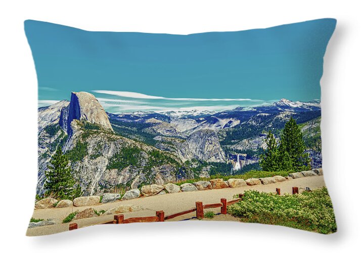 Amazing Glacier Point Landscape of Half Dome and Waterfall - Throw Pillow