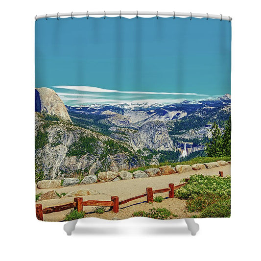 Amazing Glacier Point Landscape of Half Dome and Waterfall - Shower Curtain