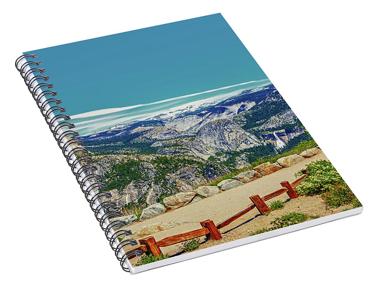Amazing Glacier Point Landscape of Half Dome and Waterfall - Spiral Notebook
