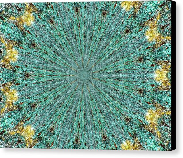 Aquamarine and Yellow Pattern Mandala - Canvas Print