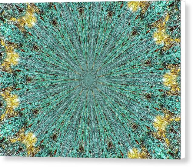 Aquamarine and Yellow Pattern Mandala - Canvas Print