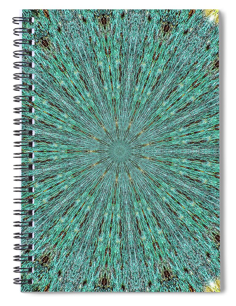 Aquamarine and Yellow Pattern Mandala - Spiral Notebook