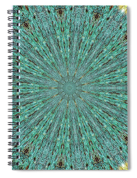 Aquamarine and Yellow Pattern Mandala - Spiral Notebook