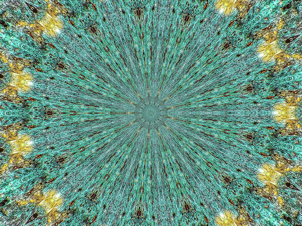 Aquamarine and Yellow Pattern Mandala - Art Print