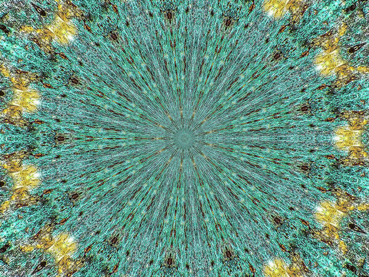 Aquamarine and Yellow Pattern Mandala - Art Print