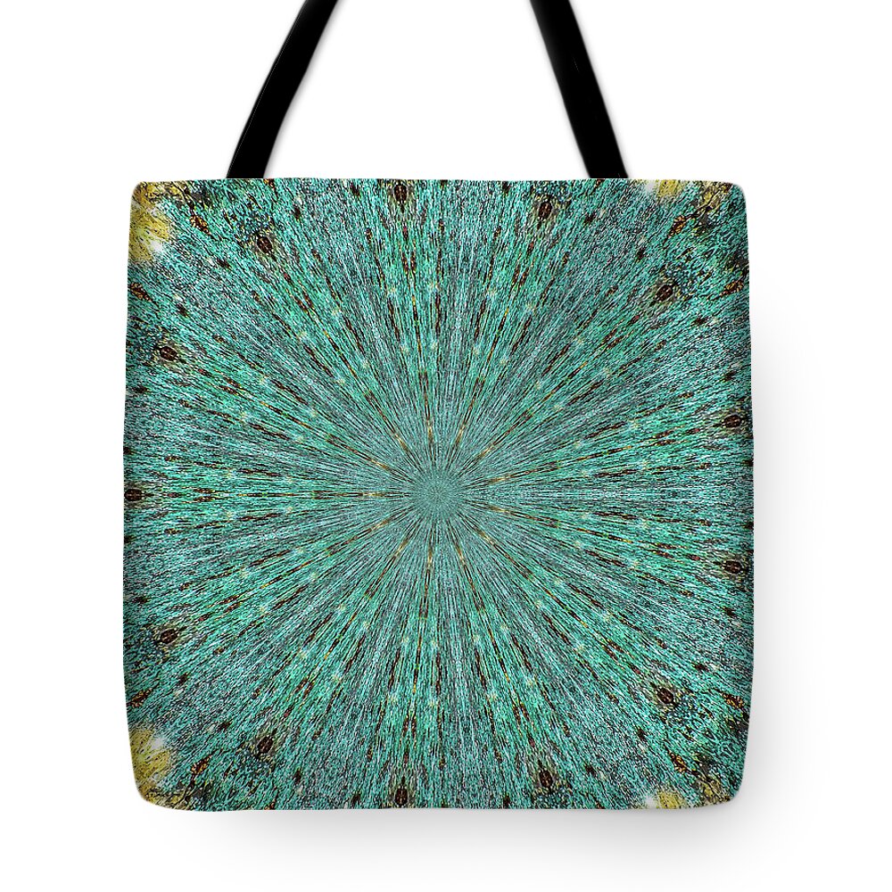 Aquamarine and Yellow Pattern Mandala - Tote Bag