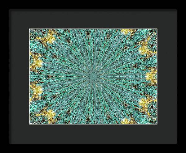 Aquamarine and Yellow Pattern Mandala - Framed Print