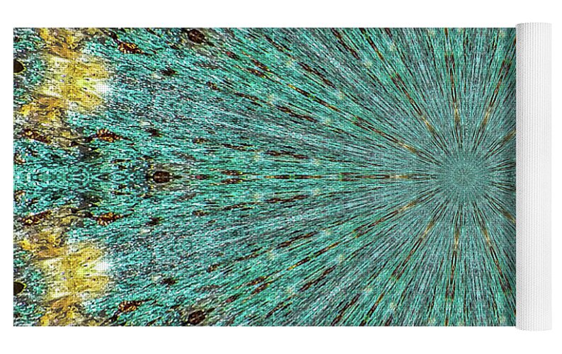 Aquamarine and Yellow Pattern Mandala - Yoga Mat