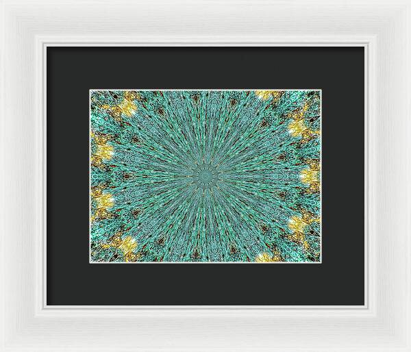Aquamarine and Yellow Pattern Mandala - Framed Print