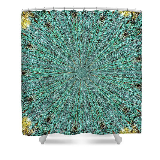 Aquamarine and Yellow Pattern Mandala - Shower Curtain