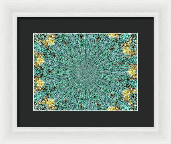Aquamarine and Yellow Pattern Mandala - Framed Print