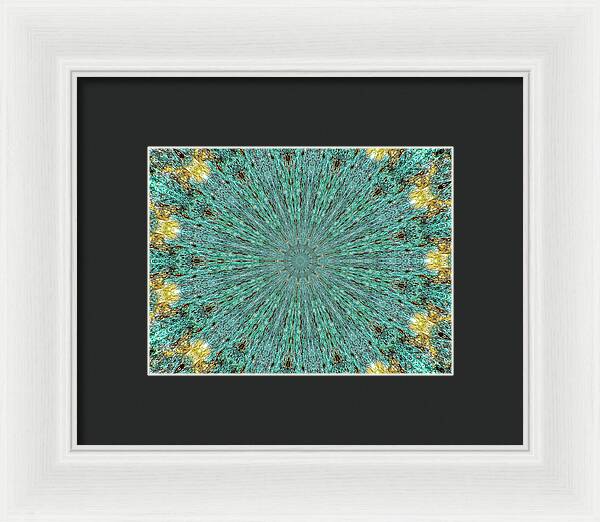Aquamarine and Yellow Pattern Mandala - Framed Print