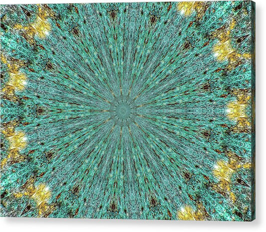 Aquamarine and Yellow Pattern Mandala - Acrylic Print