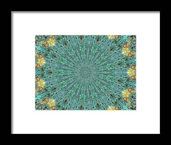 Aquamarine and Yellow Pattern Mandala - Framed Print