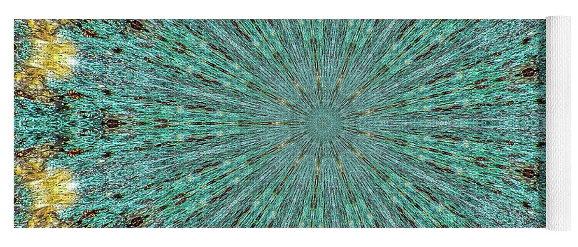 Aquamarine and Yellow Pattern Mandala - Yoga Mat