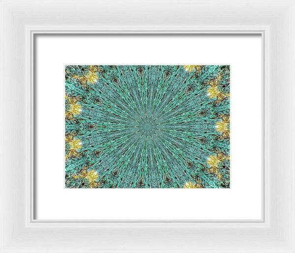 Aquamarine and Yellow Pattern Mandala - Framed Print