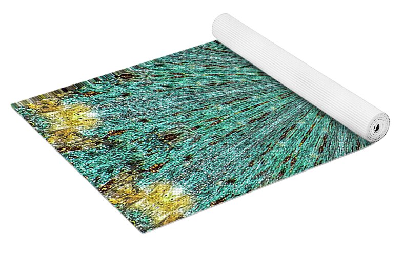 Aquamarine and Yellow Pattern Mandala - Yoga Mat