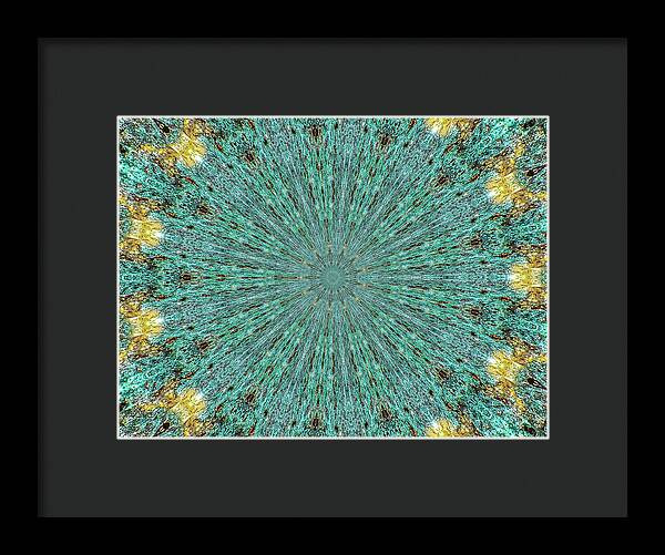 Aquamarine and Yellow Pattern Mandala - Framed Print