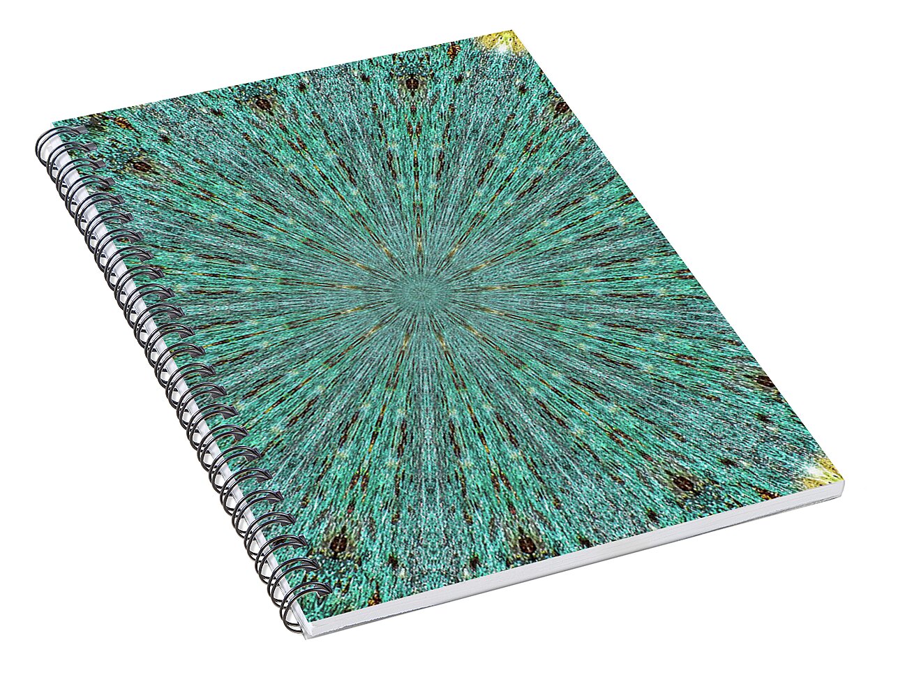Aquamarine and Yellow Pattern Mandala - Spiral Notebook