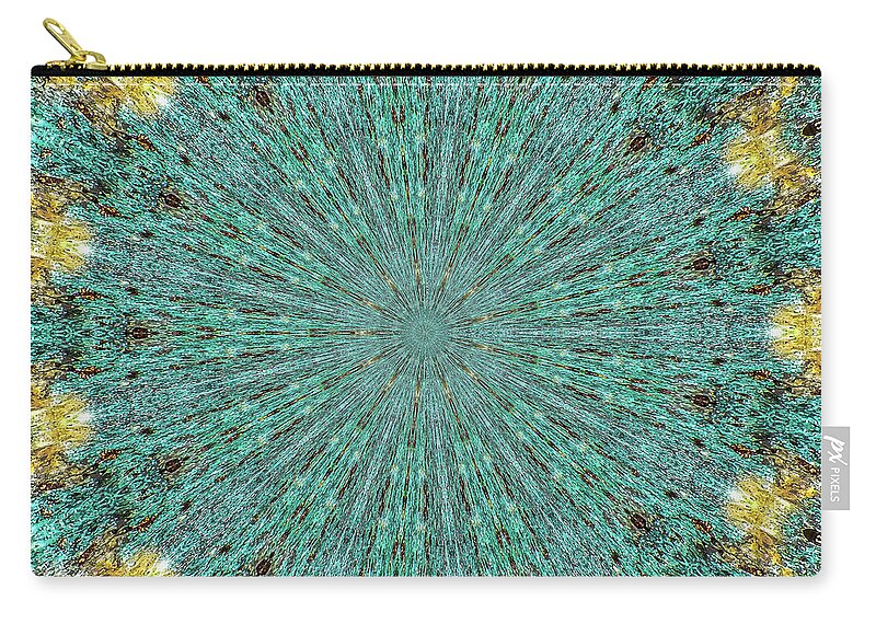 Aquamarine and Yellow Pattern Mandala - Zip Pouch