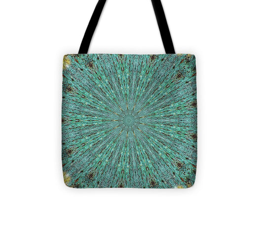 Aquamarine and Yellow Pattern Mandala - Tote Bag