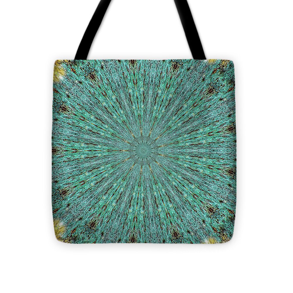 Aquamarine and Yellow Pattern Mandala - Tote Bag