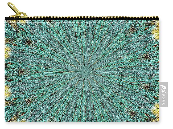 Aquamarine and Yellow Pattern Mandala - Zip Pouch
