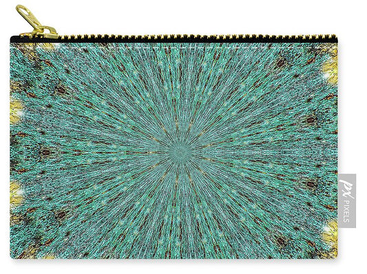 Aquamarine and Yellow Pattern Mandala - Zip Pouch