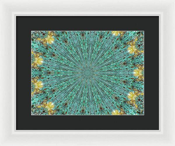 Aquamarine and Yellow Pattern Mandala - Framed Print