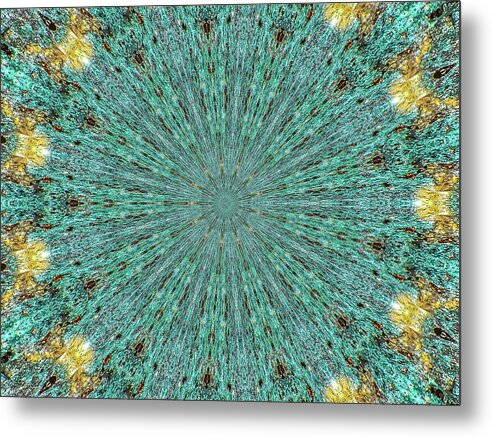 Aquamarine and Yellow Pattern Mandala - Metal Print