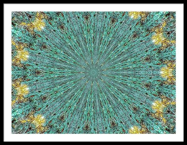 Aquamarine and Yellow Pattern Mandala - Framed Print