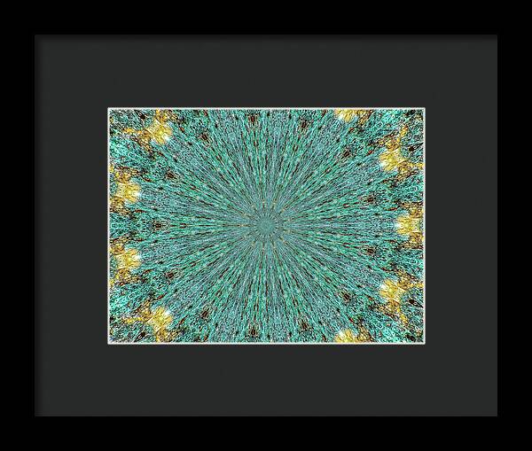 Aquamarine and Yellow Pattern Mandala - Framed Print