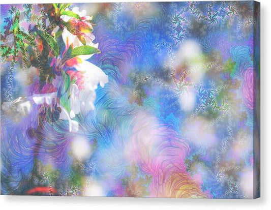 Baby Blue and Pinks Flowers Landscape - Canvas Print