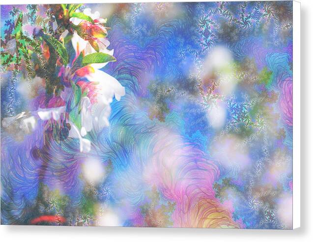 Baby Blue and Pinks Flowers Landscape - Canvas Print
