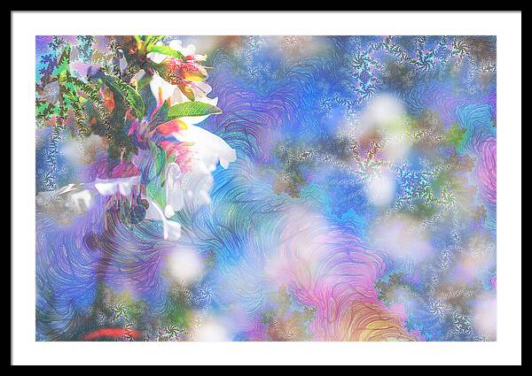 Baby Blue and Pinks Flowers Landscape - Framed Print