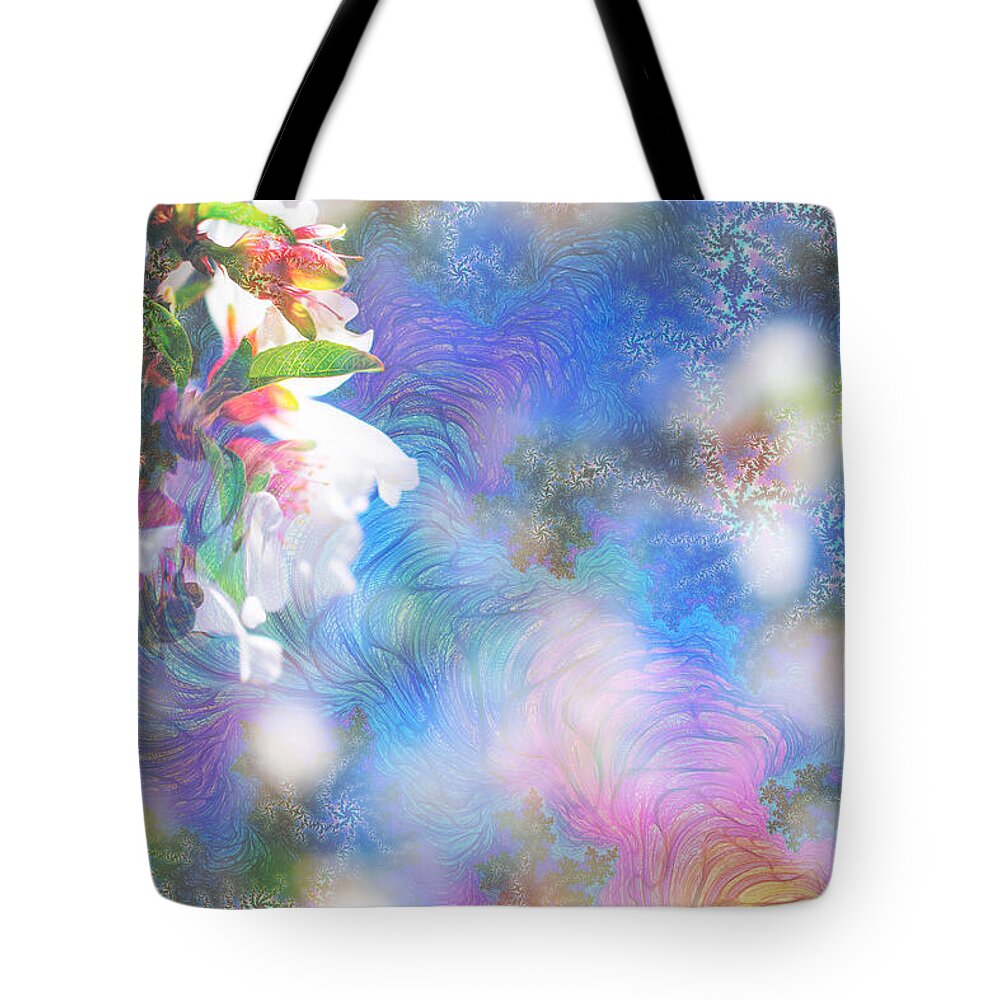 Baby Blue and Pinks Flowers Landscape - Tote Bag