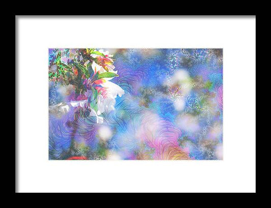 Baby Blue and Pinks Flowers Landscape - Framed Print