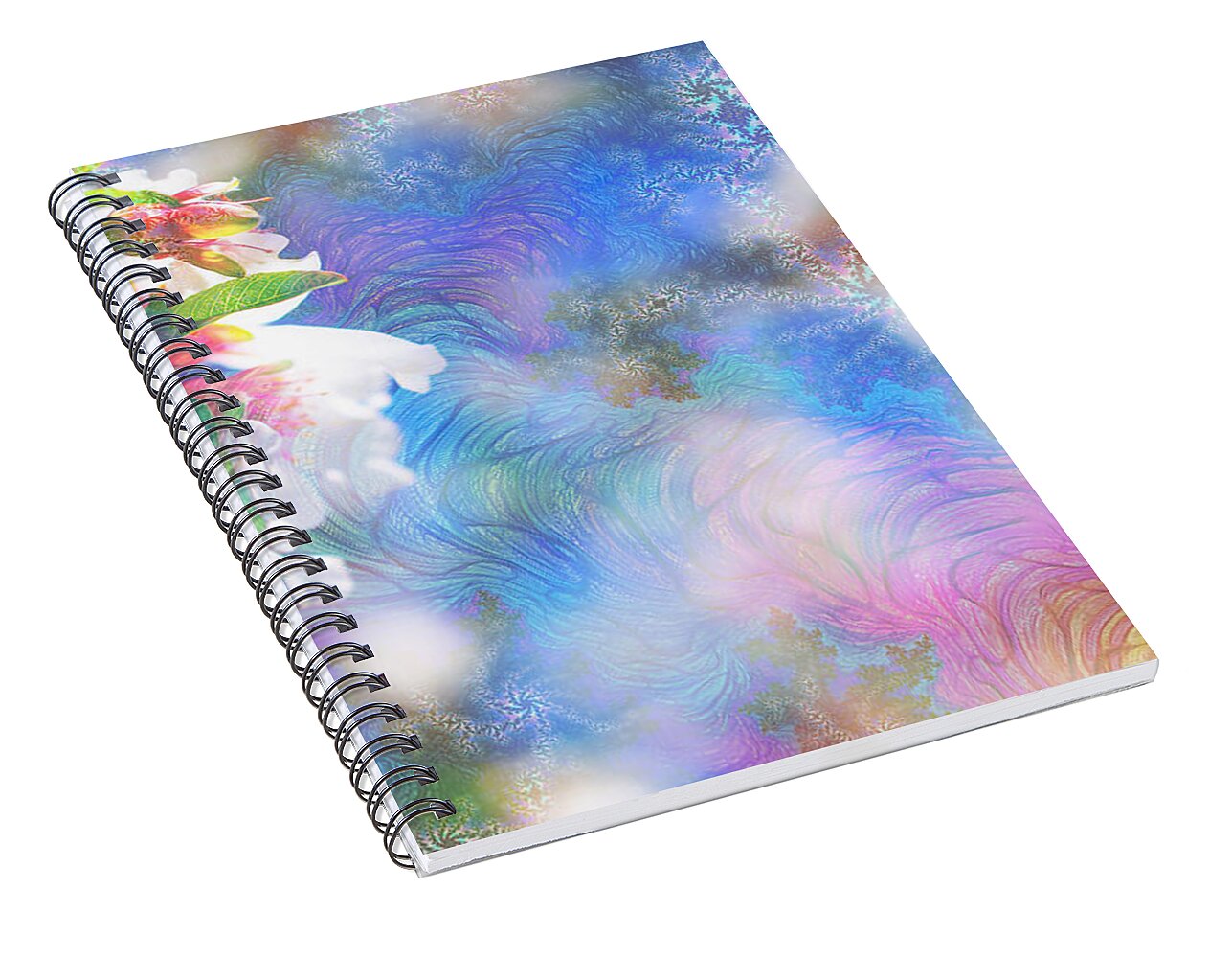 Baby Blue and Pinks Flowers Landscape - Spiral Notebook