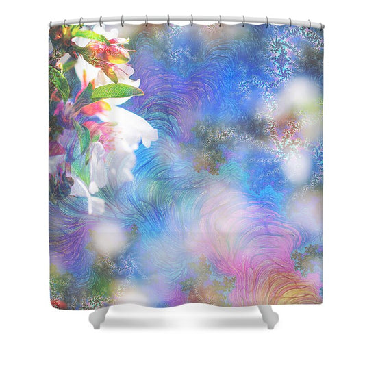 Baby Blue and Pinks Flowers Landscape - Shower Curtain