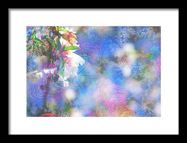 Baby Blue and Pinks Flowers Landscape - Framed Print